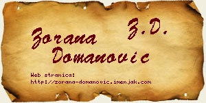Zorana Domanović vizit kartica